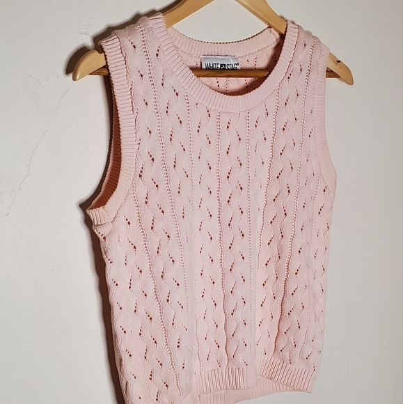 Baby Pink Sleeveless Cable Knit Shell Tank Sweater - Picture 12 of 13